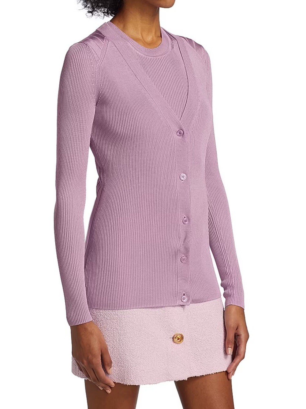 St. John Collection Lilac Ribbed Sweater and Cardigan Set. Worn twice. - Picture 2 of 14